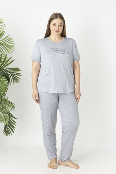 Estiva Women's Polka Dot Alt Patterned Short Sleeve Soft Battal Pajama Set