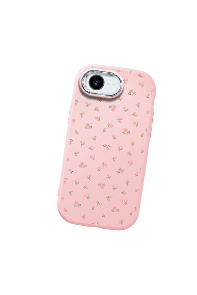 SLIMFELT iPhone 16E Uyumlu Sade Minik Çiçek Desenli Sıvı Silikon Kılıf, Tam K...