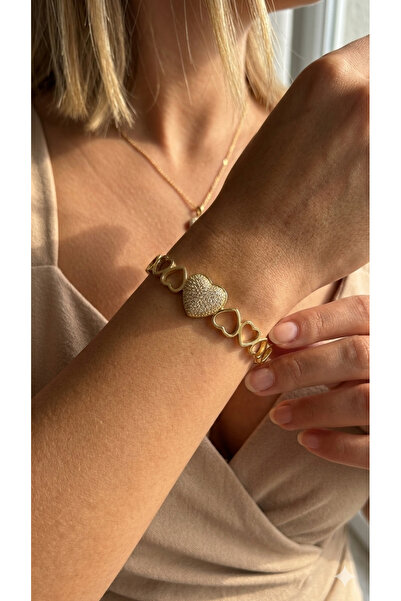 İNN JEWELLERY Steel Handcuff Bracelet 6.5 mm Anti-Tarnish with Heart Figure H...