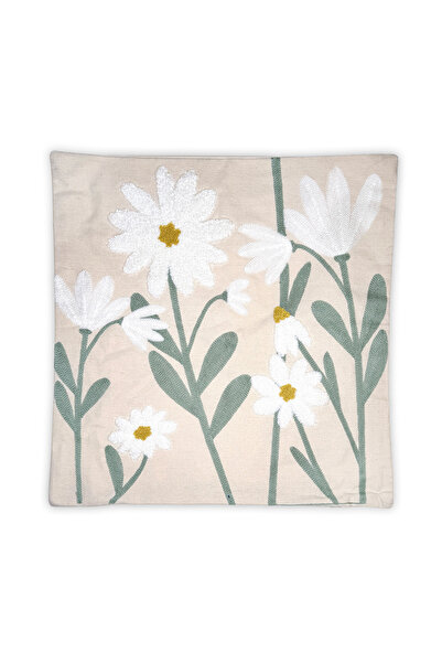 OEM Decorative Pillowcase with Embroidery, Colorful Flowers Pattern, 45 x 45 cm