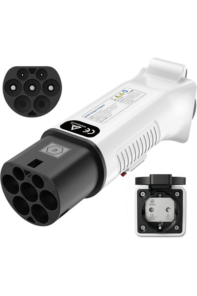 Schuko Adaptor mufa EV Type 2 la Schuko,IEC 62196 la priza 230V,16A,3.68 kW,I...