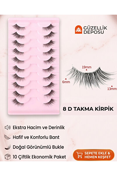 Güzellik Deposu 8D Lüks Takma Kirpik Seti - Doğal Görünüm & Yoğun Hacim - 10 ...