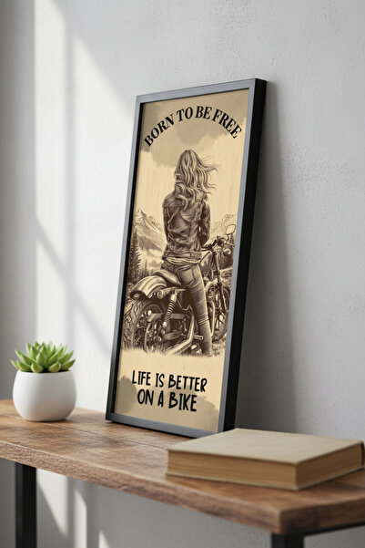 FourArts Vintage Motor Poster Tablo – Born To Be Free Life Is Better On A Bik...