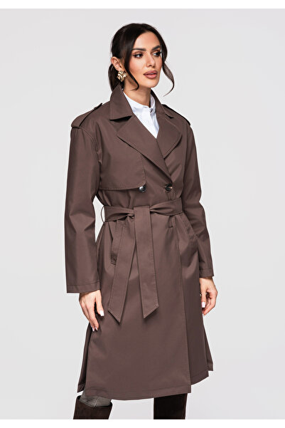 OMBRE Women's Elegant Coat OW-COLC-0117 Brown