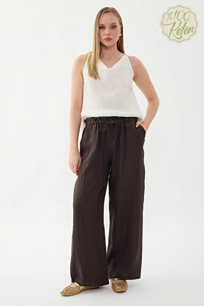 Vitrin 100% Linen Drawstring Waist Pants