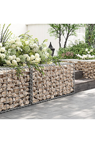 SONGMICS Coș Gabion pentru Pietre, Oțel Galvanizat, 100x50x50cm, Argintiu