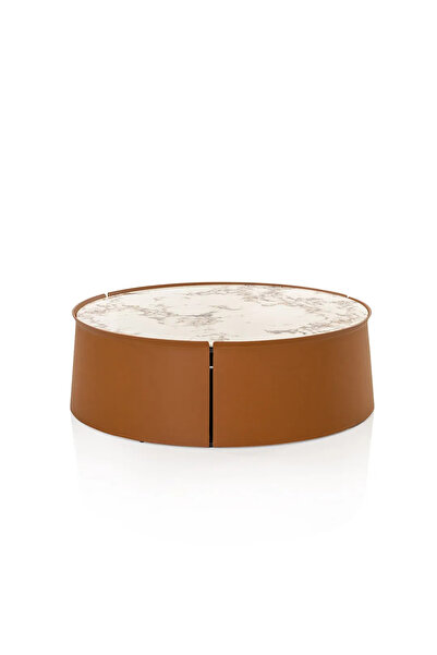 Midas Furniture LEATHER AND METAL CENTER TABLE 120X120X40 CM MULTICOLORED