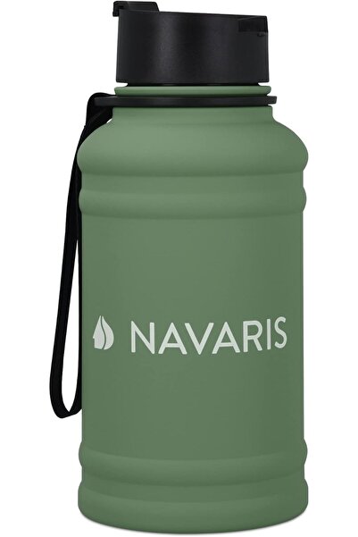 Navaris Sticlă de apă din oțel inoxidabil cu perete simplu, 1,3 litri, verde,...