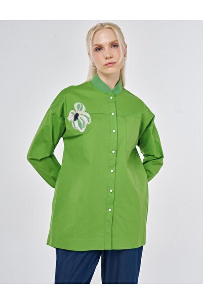 Kayra Kolej Yaka İşleme Detaylı Pamuklu Bluz 71016