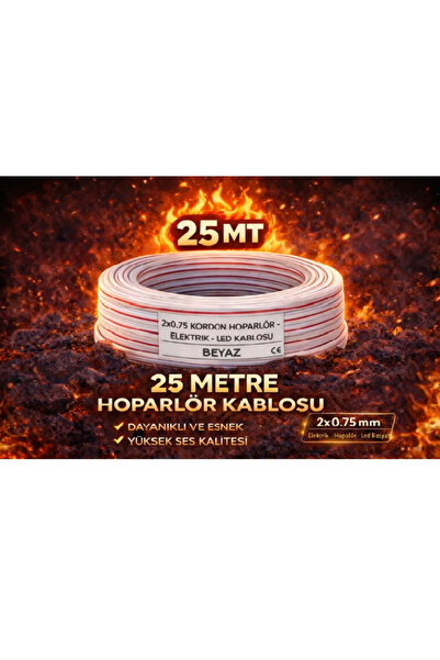 Kardelen 25mt Elektrik - LED - Hoparlör Kablosu 2x0.75 mm – Dayanıklı ve Esnek Beyaz Kordon Kablo
