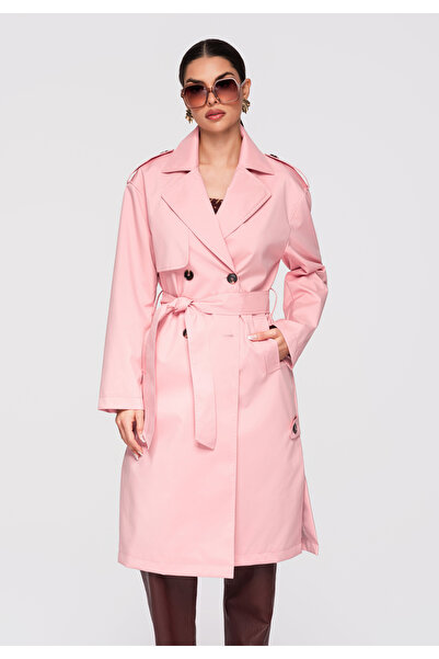 OMBRE Women's Elegant Coat OW-COLC-0117 Rose
