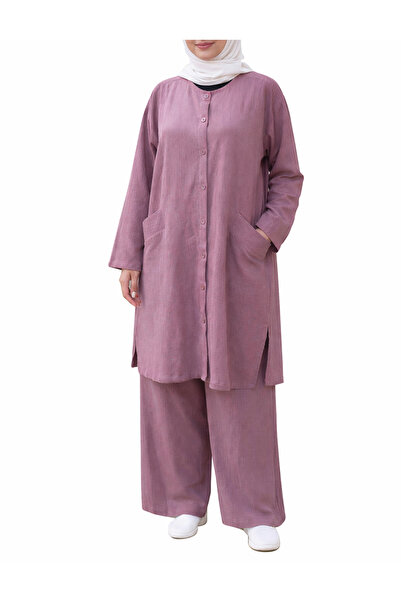 Yena Tekstil Şile Bezi Tesettür Pocketed Double Set Comfortable Daily Tunic a...