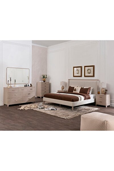 Midas Furniture طقم غرفة نوم نيتارا، مقاس كينغ ، بيج