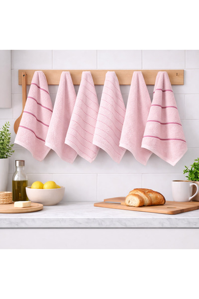 PİAURA Cotton Piece Kitchen & Bathroom Towel Set of 6 – 30X50 cm Drying Towel...