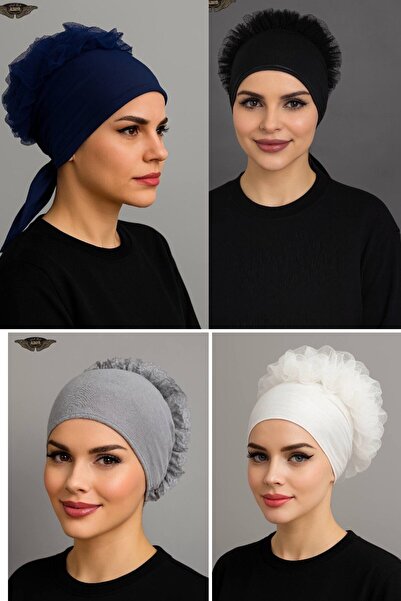 ALDAIYR 4 bucăți Bonetă cu volane pentru hijab