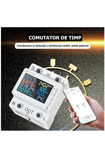 TUYA Releu monofazic WIFI, contor de energie inteligent, digital, reglabil, 63A, 230V,Tuya App @SmartWIZ