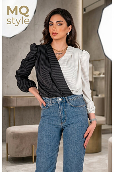 MQ The trendy "contrast" blouse – a black and white striped combination from ...