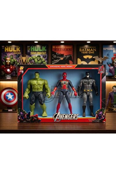 Tıfıl Toys Efsanevi Kahramanlar Seti - Hulk, Örümcek Adam ve Batman (30 cm De...