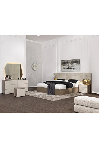 Midas Furniture طقم غرفة نوم لافي، مقاس كينغ، بني فاتح