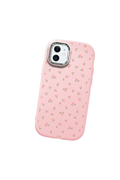 SLIMFELT iPhone 12 Mini Uyumlu Sade Minik Çiçek Desenli Sıvı Silikon Kılıf, T...