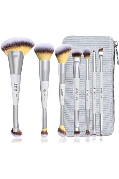Jessup Makeup Brushes Set 7pcs with Bag Dual Ended Makeup Brush Premium Synth...