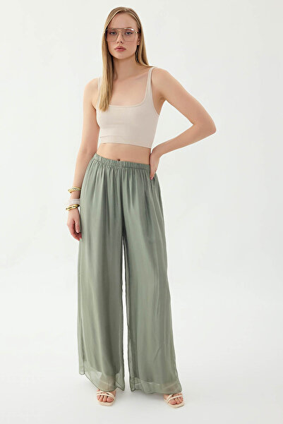 Vitrin Elastic Waist Lined Silk Trousers