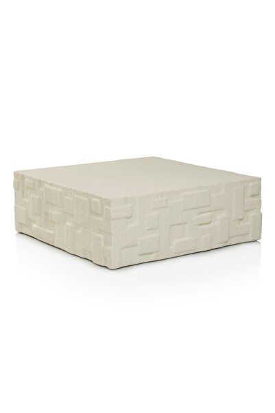 Midas Furniture طاولة مركزية من الألياف الزجاجية 100×100×35 سم باللون الأبيض
