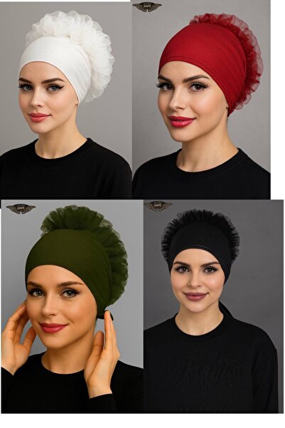 ALDAIYR 4 bucăți Bonetă cu volane pentru hijab