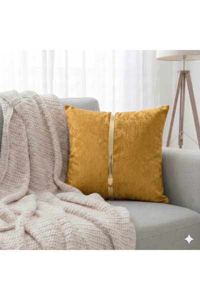 baladı home ev tekstil home collection تفاصيل مخططة باللون الذهبي مخمل غطاء و...