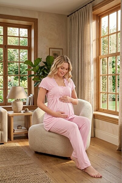Lohusa Homewear مجموعة بيجامات للحوامل من نيو سيزون دانتيل بتصميم مفصل وأكمام...
