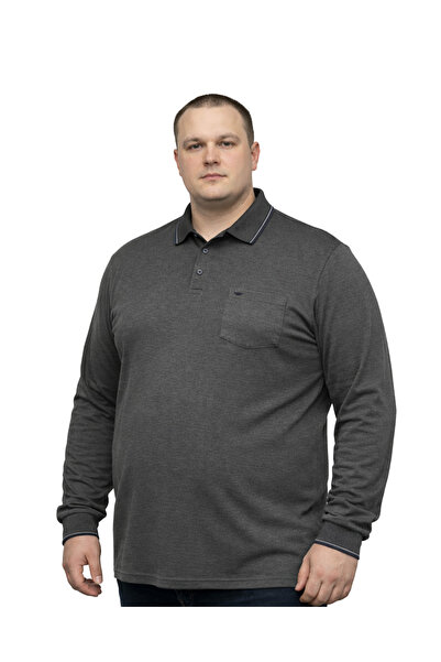 BattalModa Erkek Büyük Beden Melanj Siyah Polo Yaka Pike Tişört 3XL-4XL-5XL-6...