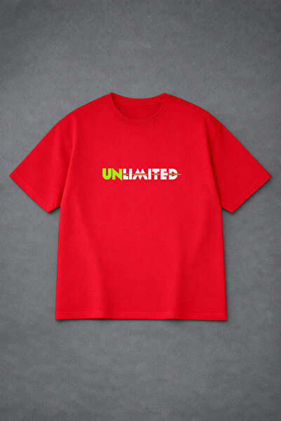 VODEXA Tricou oversize unisex UNLIMITED, imprimat, 100% bumbac, croială confo...