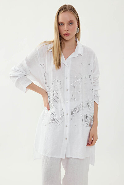 Vitrin Oversize Printed Linen Shirt