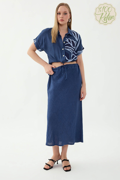 Vitrin تنورة ميدي 100% كتان تِكّة