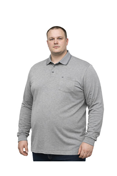 BattalModa Erkek Büyük Beden Melanj Füme Polo Yaka Pike Tişört 3XL-4XL-5XL-6X...