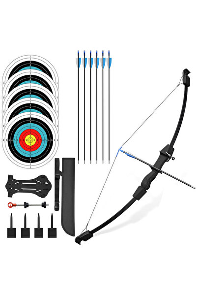 Sumkyle مجموعة قوس وسهم للشباب بطول 1.1 متر للأطفال من سن 8 إلى 12 عامًا، قوس...