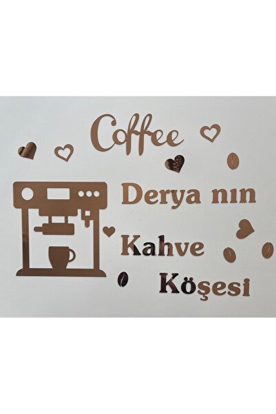 oncawall İSME ÖZEL KAHVE KÖŞESİ YAZISI KENDİNDEN YAPIŞKANLI AYNALI PLEKSİ