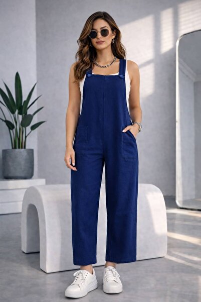 bb butik basic Women's Pocketed Strap Salopet Jumpsuit Drapey Comfortable Fit...