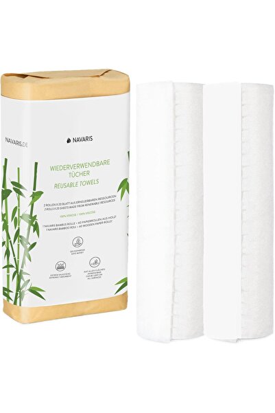 Navaris Reusable Paper Towel Roll, 2 Rolls, 40 Cloths, Ultra-Absorbent, , 29....