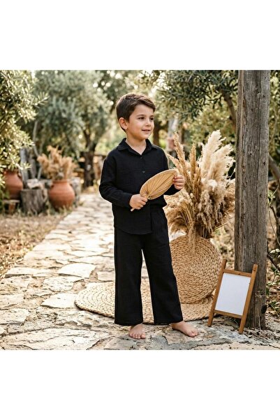 Miniminnakkidswear Set de 2 piese, supradimensionat, din muselină, cu cămașă,...