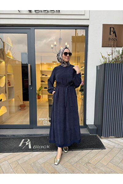 MissWhence 39800 Stitch Detail Women's Dress Navy Blue