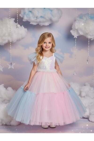 Zekids Κοριτσίστικο βραδινό φόρεμα με παγιέτες στο μπροστινό μέρος και μανίκι...