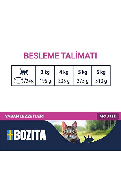 Bozita Tahılsız Yaban Karışımı Ren Geyiği ve Yaban Domuzlu Tahılsız Kedi Konservesi 12x85 gr