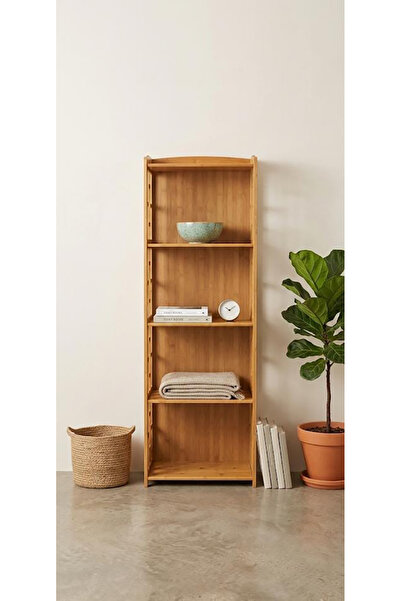 TrentonGCC رف تخزين خشبي من 4 طبقات - منظم كتب مفتوح عصري لغرفة المعيشة