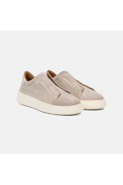 Desa Men's Beige Inner Elastic S Suede Casual Shoes