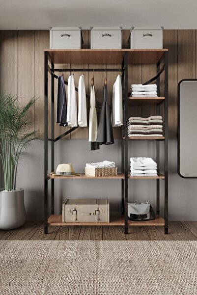 Empressco Alkor 180x120x35 Metal Masif Ahşap Desenli Yonga Levha Açık Giyinme...
