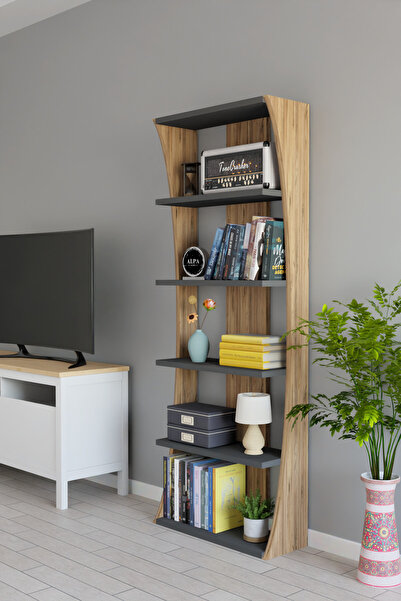 alpaevmobilya İskandinav Tasarım Çok Raflı Kitaplık 150x50x22 cm – Modern Dek...