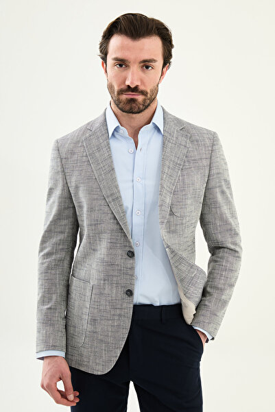 Mcr سترة رجالية من Kırçıllı قصة ضيقة Mono Yaka Torba Pocket باللون الأزرق الد...