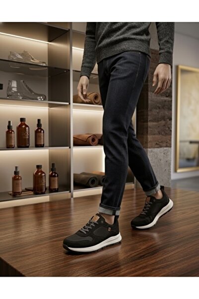 rocassi Pantofi sport pentru bărbați sneakerși piele MIX negri
