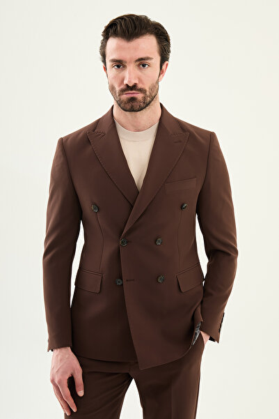 Mcr Straight Slim Fit Wide Collar Double-Breasted Trousers Belt Buckled Men's...